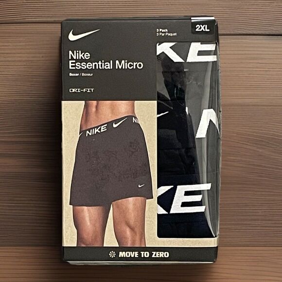 Nike Dri-FIT Essential Micro Boxer Men’s Size 2XL Black 3 Pack - Picture 1 of 12